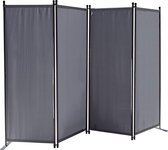 screen, 4-piece 165 x 220 cm fabric Privacy Screen / Room Divider / Balcony privacy screen, partition, foldable, smoky grey