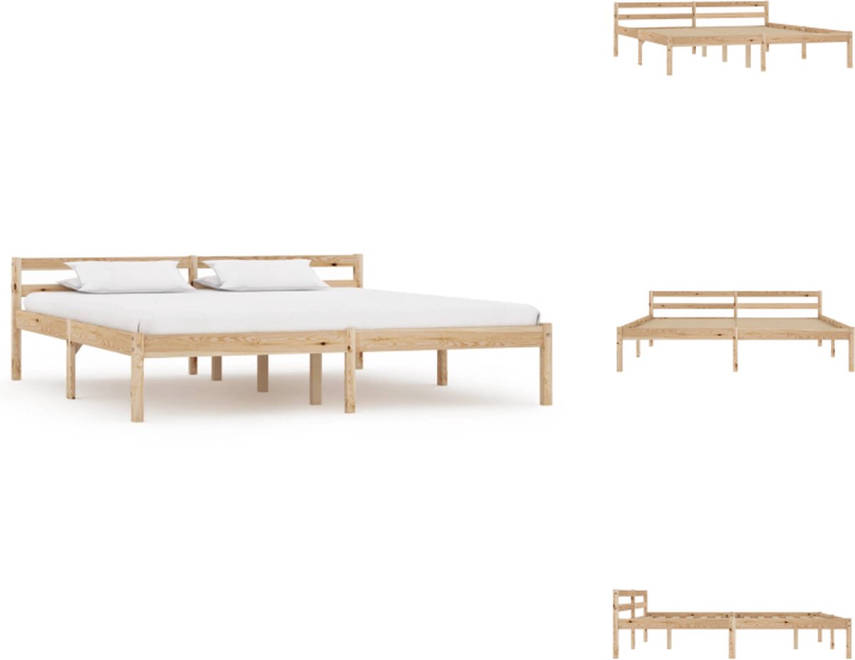 VidaXL Bedframe Grenenhout 206x166x60 cm Naturel Bed