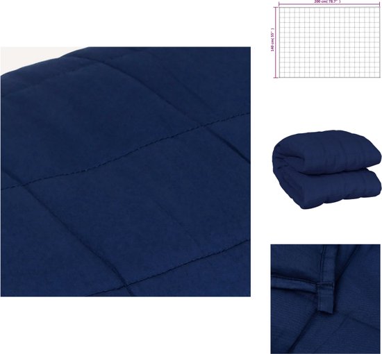 vidaXL Couverture lestée 140x200 cm - 10 kg Blauw Couverture de couchage - Couverture lestée - Confort de sommeil - Weighted Blanket - Coussin de pression