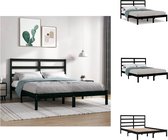 vidaXL Bedframe - Massief grenenhout - 205.5 x 156 x 100 cm - Zwart - Bed