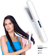 Lanedo Draadloze Stijltang - Hair Straightener - 2 in 1 - Mini Stijltang Draadloos - Oplaadbaar - Mini Krultang - Stijltang - Inclusief Kam & 2 Haarklemmen - LED Display - Reis