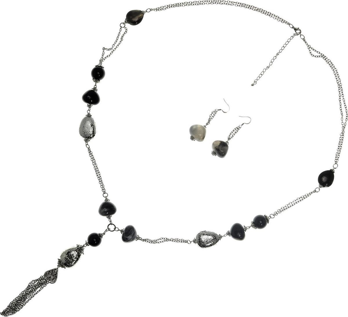 Behave - dames sieradenset zilverkleur grijs - avond look - elegant