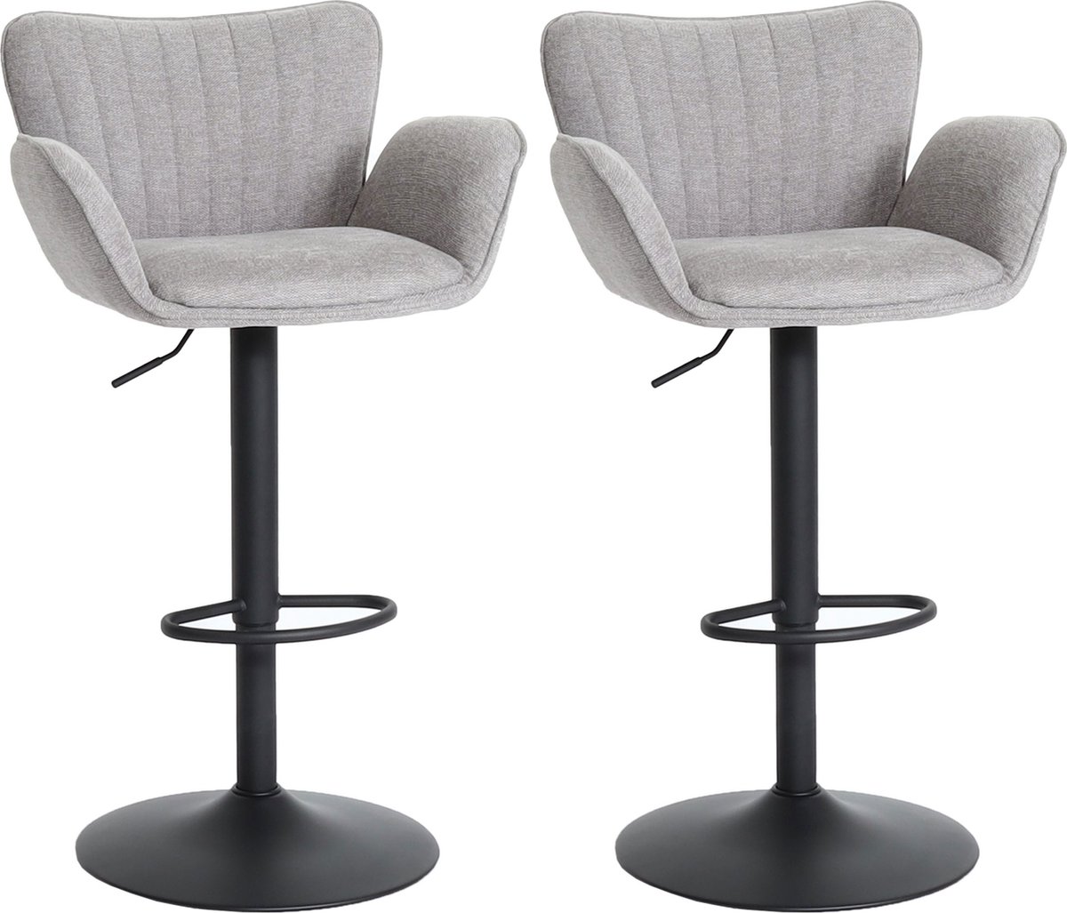 Cosmo Casa Set van 2 Barkrukken - 360° Draaifunctie - Luxe Comfort - Elegant Design - Metaal - Grijs