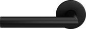 Deurkruk op rozet L-haaks model 19mm gatdeel links zwart egaal