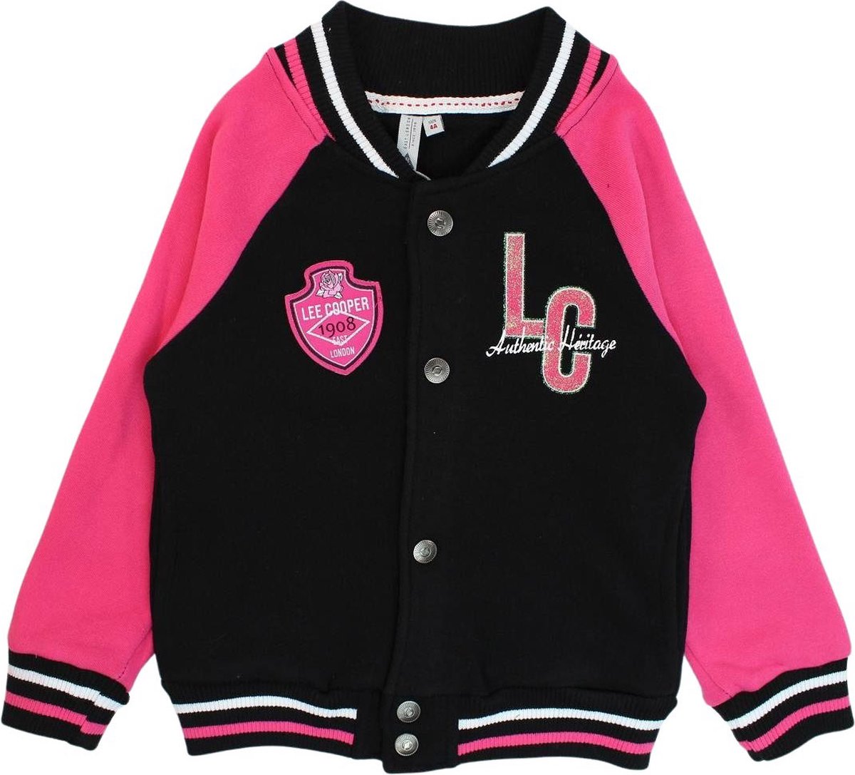 Lee Cooper Bombervestje LC zwart roze Kids & Kind Meisjes Roze, Zwart - Maat: 98/104
