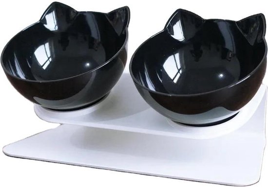 Voerbak - Waterbak - Dubbele Katten Voerbak - Kattenvoer - Nek bescherming - Gratis Catnip bal