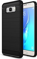 DrPhone BCR1 Hoesje - Geborsteld TPU case - Ultimate Drop Proof Siliconen Case - Carbon fiber Look – Geschikt voor Samsung Galaxy J710 - Zwart