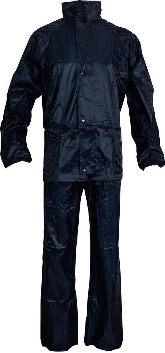 Regenpak - Dames & Heren - Maat XL - Wind / Waterdicht & Ademend - Met capuchon - Marineblauw