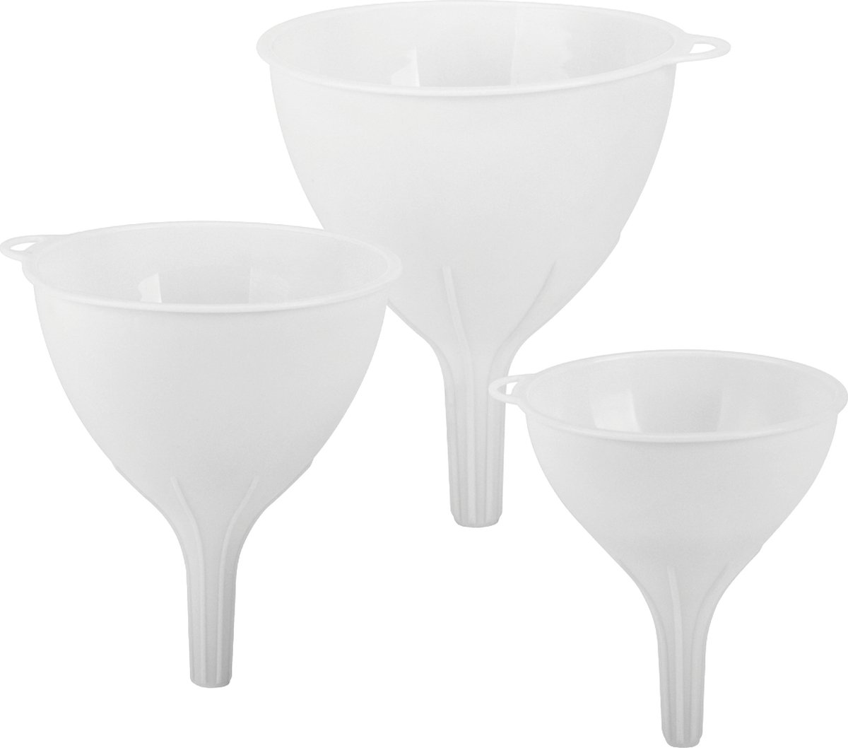 Trechter set - 3-delig - wit - kunststof - dia 10/12/15 cm- keuken benodigdheden