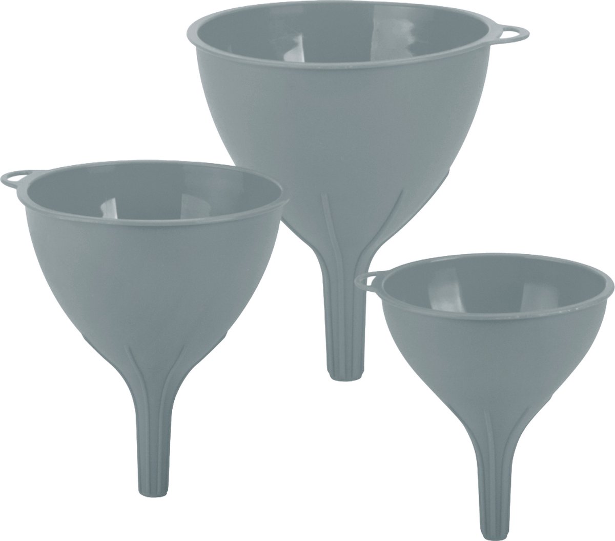 Trechter set - 3-delig - grijs - kunststof - dia 10/12/15 cm- keuken benodigdheden