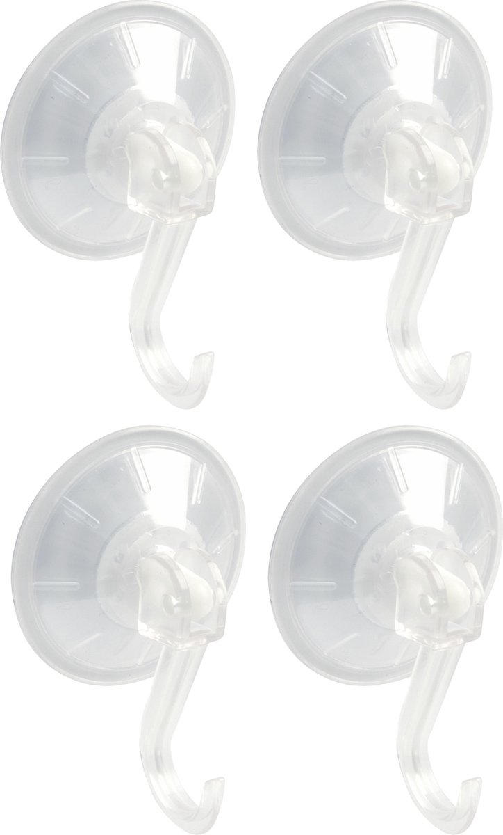 AMIG Ophanghaken met zuignap - 4x - kunststof - transparant - diameter 5,5 cm