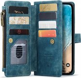 CaseMe C30 Hoesje Geschikt voor Apple iPhone 14 Pro Max | Wallet Zipper Book Case met Pasjeshouder | Beschermhoes met Portemonnee | Blauw