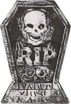 Halloween Horror kerkhof decoratie grafsteen RIP met schedel 38 x 27 cm - Halloween feestdecoratie en versiering