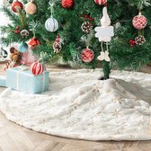 Kerstboomrok met gouden sneeuwvlokken, imitatiebont, 78 cm, wit pluche, borduurwerk, sneeuw, mat, voor Kerstmis, nieuwjaar, feestdagen, feestdecoratie (goud, 78 cm)