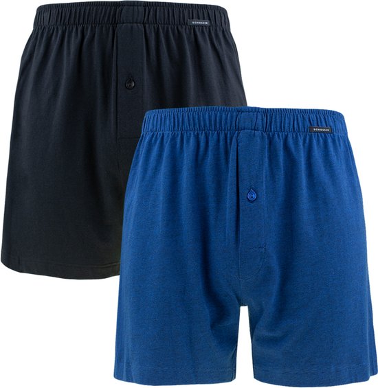 Schiesser 2-Pack heren wijde boxershort katoen - Royal - L - Zwart