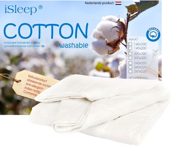 iSleep Couette d'été en Katoen lavable - 100% Katoen - Double - 200x200 cm