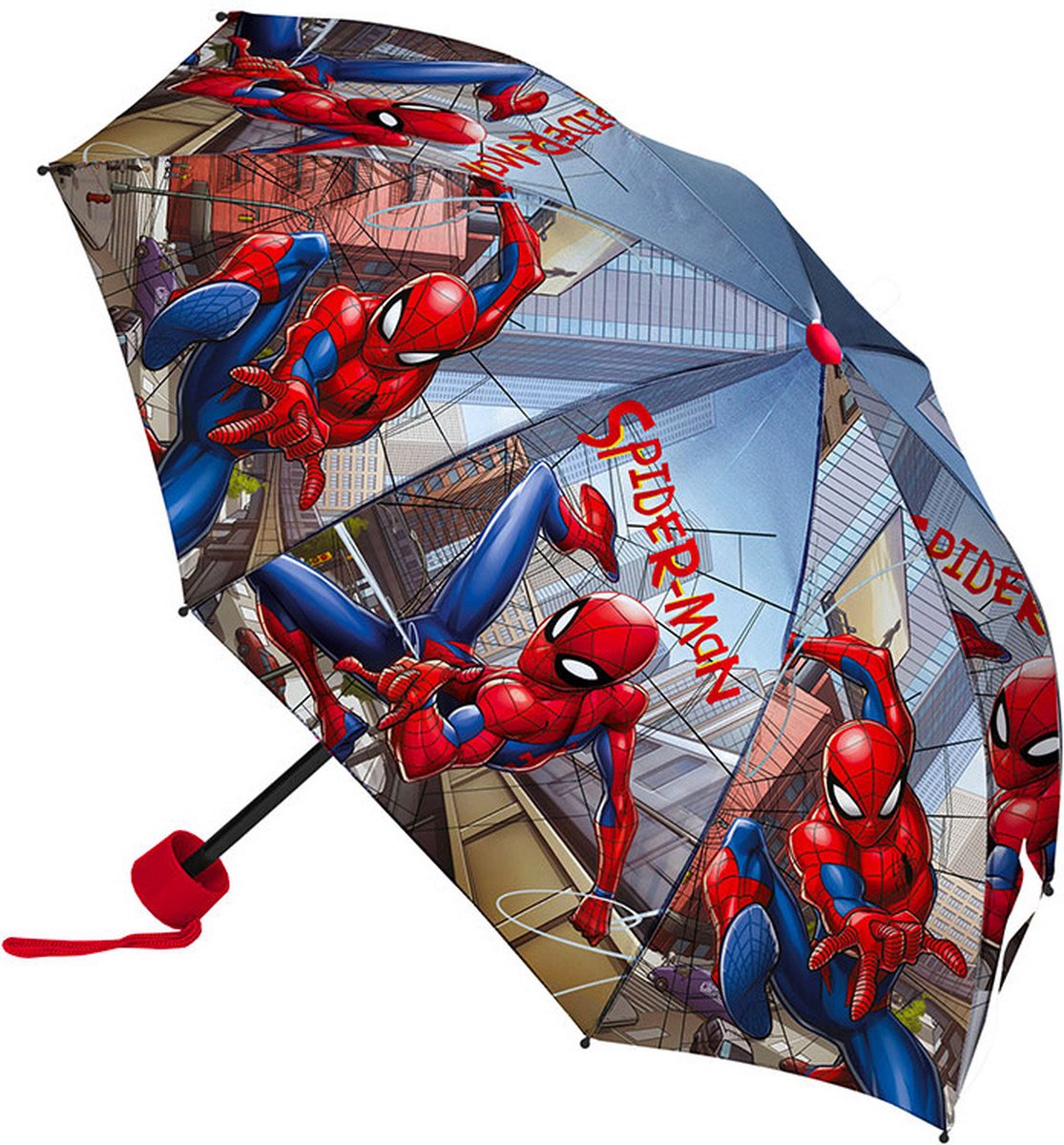 Spider-Man Paraplu, City - Ø 90 x 24/55 cm - Polyester