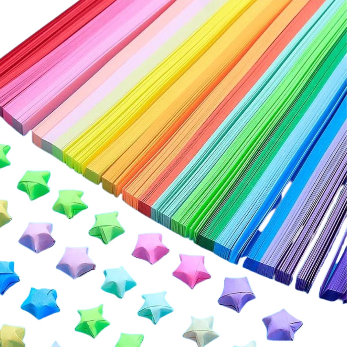 Papierstroken in 27 kleuren - 1350 stuks - 1CM x 24CM - Vlechtstroken - Origami Papier voor sterren - Lucky Stars vouwen — afbeelding 2