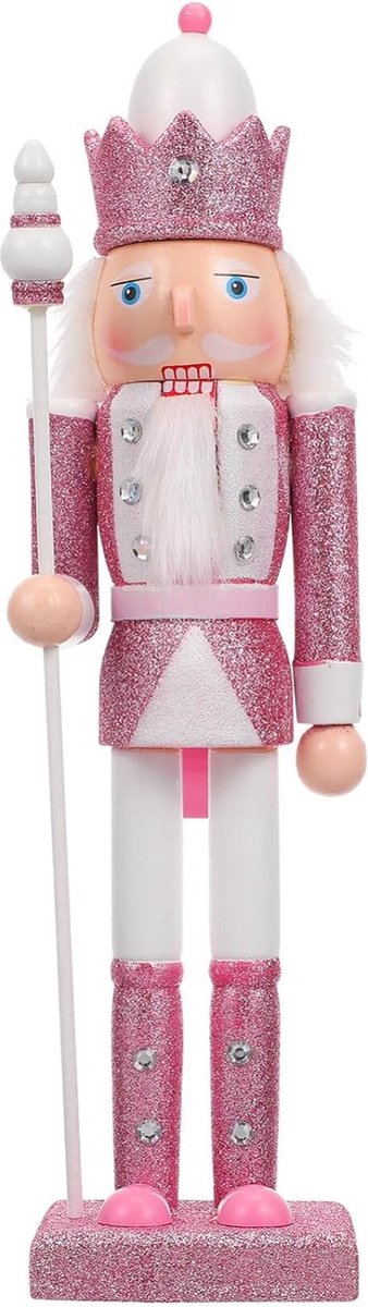 Grote roze notenkraker - 30 cm - Traditionele houten kerst soldaat - Kerstdecoratie - Premium kwaliteit - Black Friday 2023 - Kerstcadeau