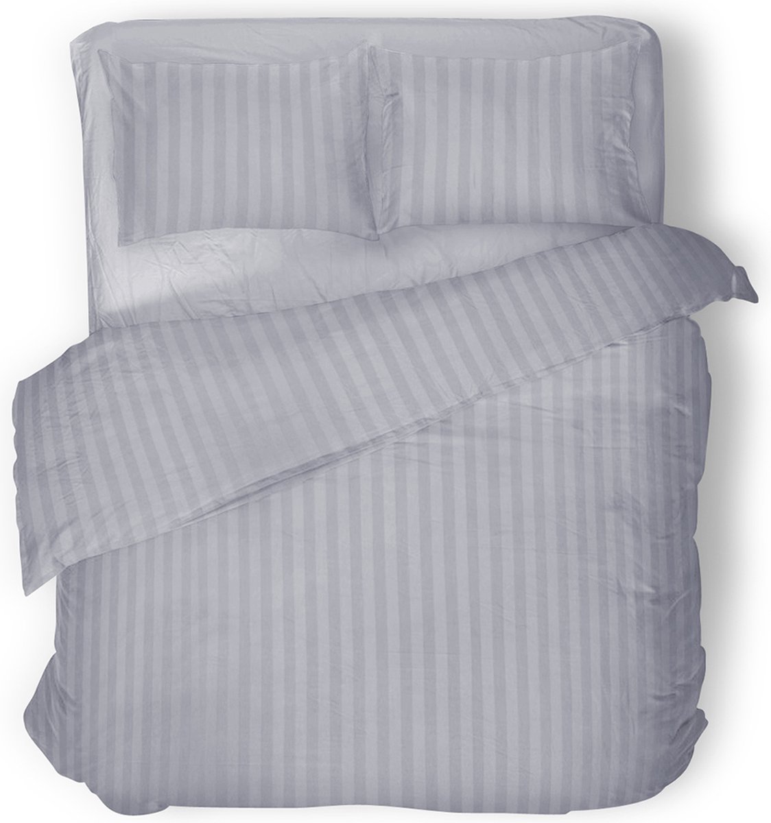 Eleganzzz Dekbedovertrek Uni - Licht Grijs - Dekbedovertrek 240x200/220cm - Satijnstreep / Satijn Streep - Hotel Kwaliteit Satin Stripe - Dekbedovertrekken
