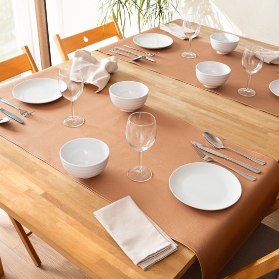 1x Chemin de table Monaco Koper - aspect cuir - Koper - Chemin de table - cuir artificiel - 140x45cm