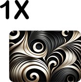 BWK Luxe Placemat - Zwart met Witte Spiral - Set van 1 Placemats - 40x30 cm - 2 mm dik Vinyl - Anti Slip - Afneembaar