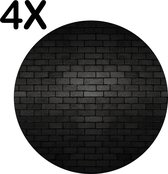 BWK Luxe Ronde Placemat - Zwarte Donkere Muur - Set van 4 Placemats - 40x40 cm - 2 mm dik Vinyl - Anti Slip - Afneembaar