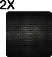 BWK Luxe Placemat - Zwarte Donkere Muur - Set van 2 Placemats - 50x50 cm - 2 mm dik Vinyl - Anti Slip - Afneembaar
