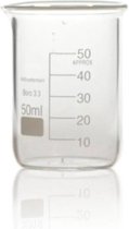 Bekerglas 50 ml laag model hittebestendig 3.3 borosilikaatglas