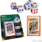 ESTARK® Cartes à jouer de Luxe + Dés - Revêtement plastique - Cartes de Poker - Jeu de cartes - 6 x dés - Cartes de jeu - Carte de jeu - 56 cartes - Jeu de société - Jeux - Cartes à jouer - Dés Witte - Dés de Luxe - Cartes + dés