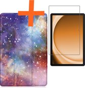 Hoes Geschikt voor Samsung Galaxy Tab A9 Plus Hoes Tri-fold Tablet Hoesje Case Met Screenprotector - Hoesje Geschikt voor Samsung Tab A9 Plus Hoesje Hardcover Bookcase - Galaxy