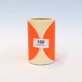 Blanco Stickers op rol 100 stickers 100mm fluor rood
