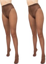 Giulia, Chic 20den Panty met bikini broekje en zwarte naad (multipack), kleur Cappuccino(donderbruin), maat S