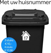 Klikosticker - met uw huisnummer - wit - weerbestendig - container kliko stickers -9,5 x 10 cm - cijfersticker - vuilnisbaksticker