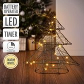 Deco Kerstboom met 20 Warmwitte LED's Zwart Metaal