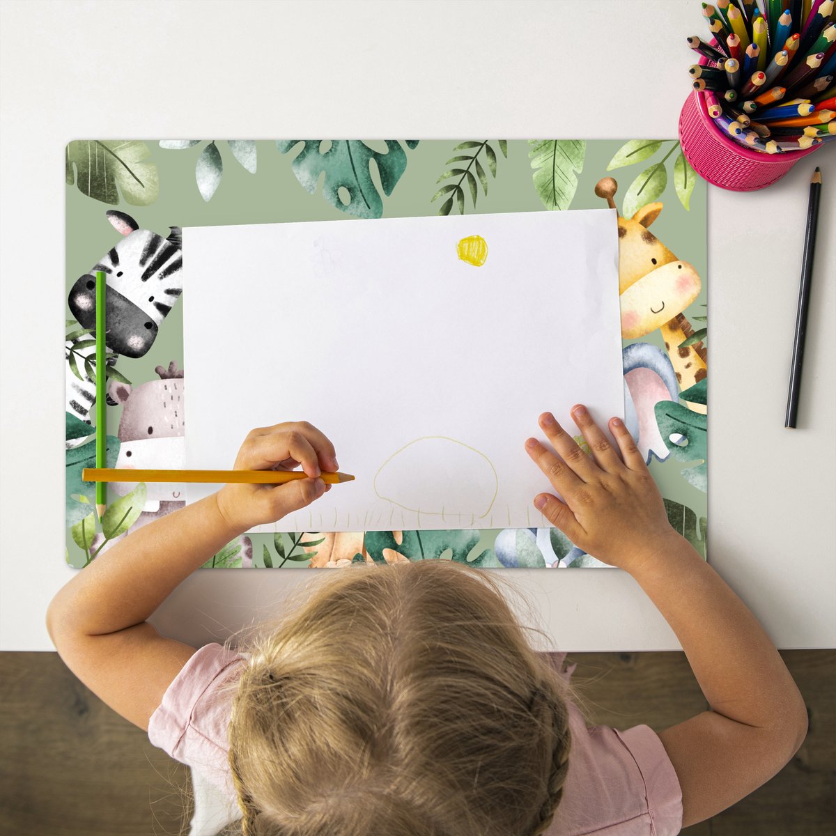 Placemat kinderen 45x30 cm 1 stuk Jungle dieren groen Grote placemats kunststof... bol.