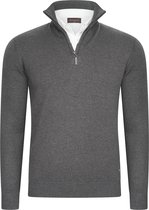 Cappuccino Italia - Heren Trui Pullover Zip Mock - Grijs - Maat L