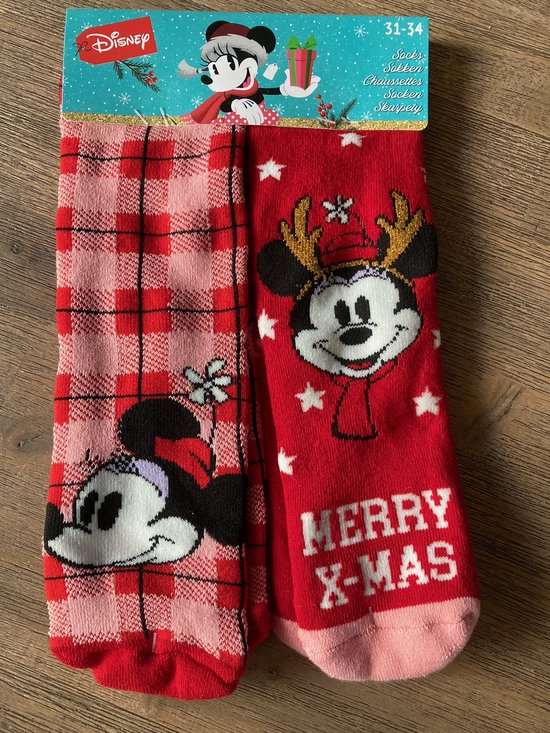Chaussettes de Noël Disney pour enfants - Chaussettes Mickey Mouse - Chaussettes Mini Mouse - Multipack - Taille 31-34