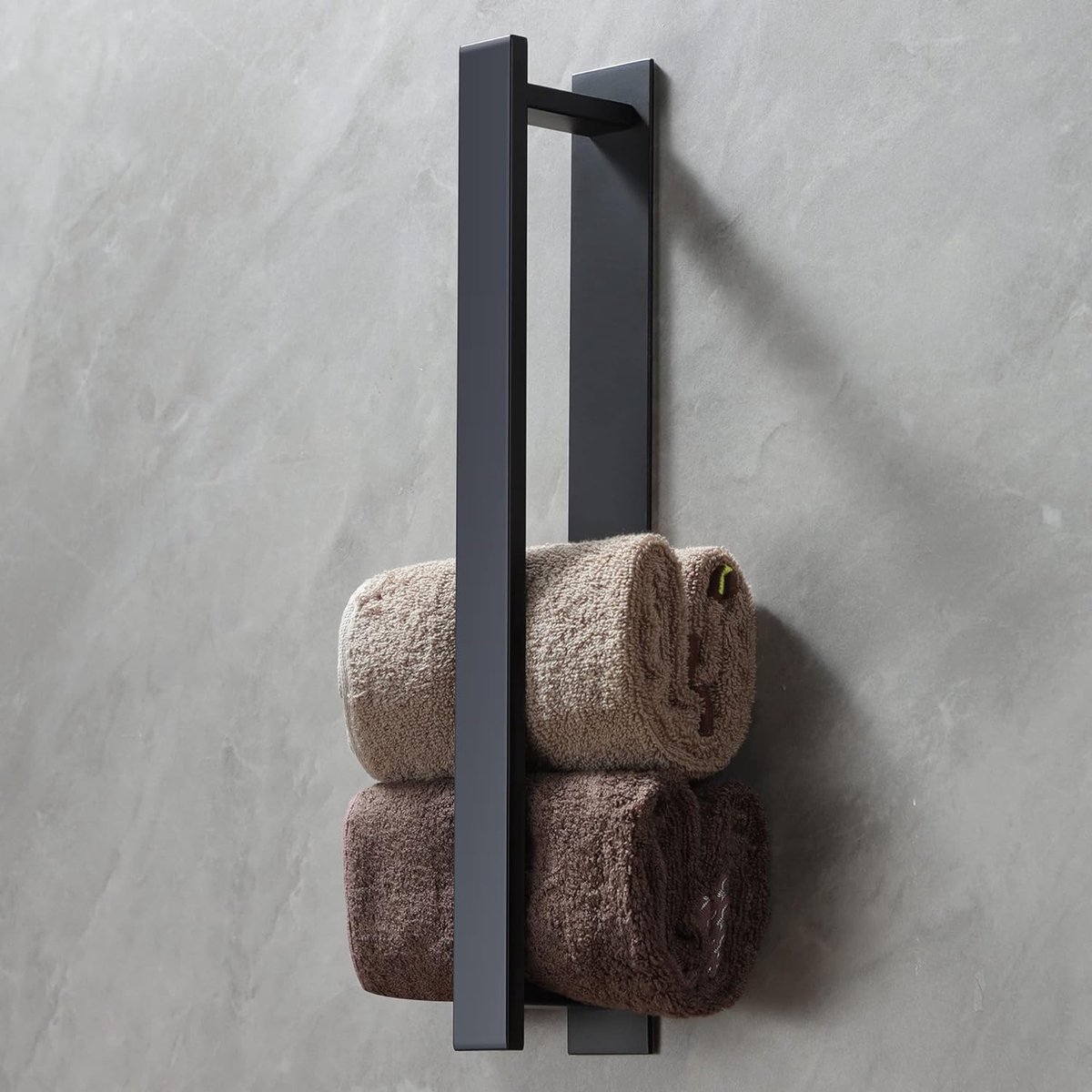 Handdoekhouder zonder boren - Zwart - Roestvrij staal - Zelfklevend - RVS badkamer handdoekstang 40 cm