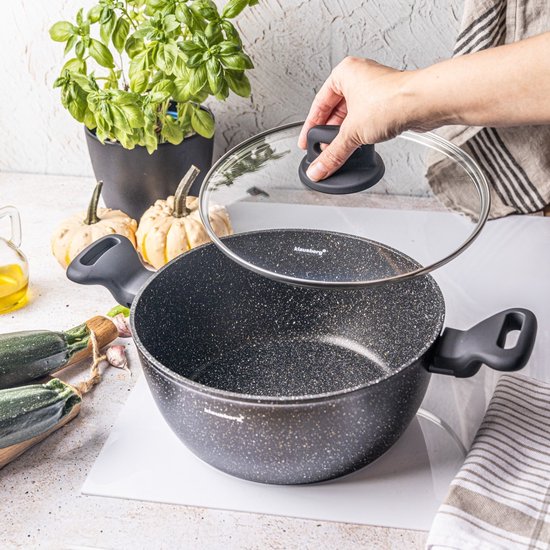 Klausberg 7671 - Casserole en marbre Zwart - 24 cm - noir - avec couvercle