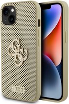 Guess Perforated 4G Back Case - Geschikt voor Apple iPhone 15 (6.1") - Goud