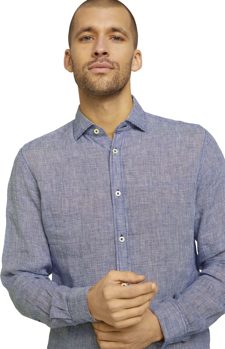 Tom Tailor - Hemd - Maat S - Mannen - 26564 navy whit -