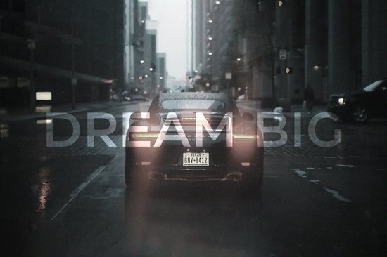 Dream Big Poster | Dream Big Quote | Sportauto Poster | 71x51cm | Wanddecoratie | Muurposter | Geschikt om in te lijsten