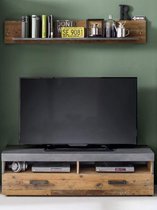 IJzendijke TV Meubel inclusief wandplank - TV Meubel Industrieel -TV Kast - TV Meubel hout - Gerecycled Houtlook - 139 x 40 x 41 cm