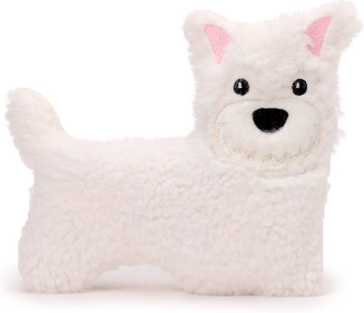 Warmteknuffel mini west highland terriër hond 20x13 cm - magnetronknuffel - opwarmknuffel hond - knuffel hond