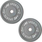 AJ- Sports Plaque de poids en caoutchouc 5kg 2 pièces - plaques de poids 50 mm - Ensemble de poids - Haltères - Banc de musculation - Entraînement - Fitness - Musculation