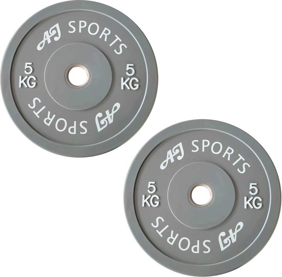 AJ-Sports Halterschijven Rubber 5 kg 2 stuks - halterschijf 50 mm - Gewichten set - Halters - Halterset - Halterstang - Halterbank - Fitness - Krachttraining