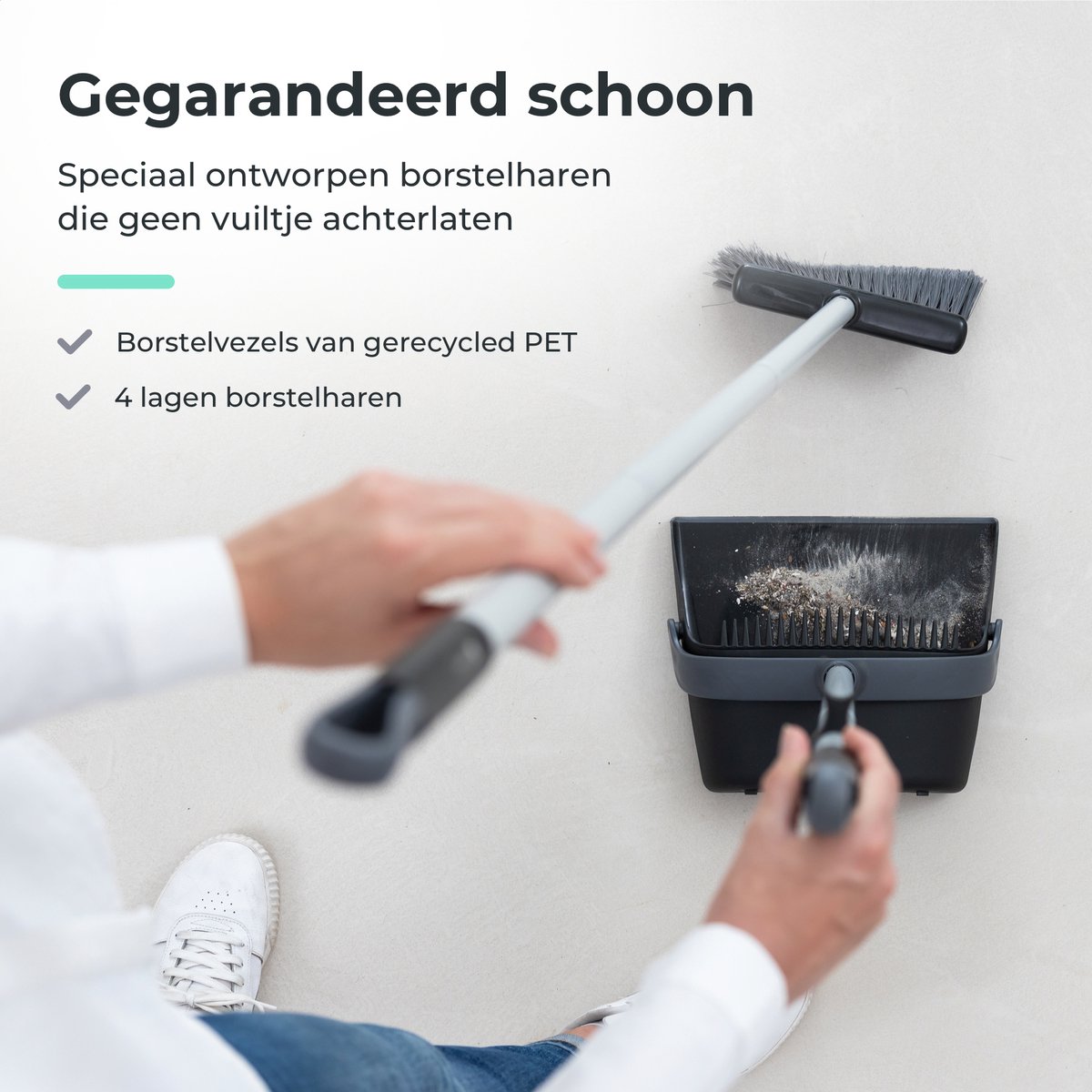 Schoonmaakset - dweil - bezem - mop - stoffer - dweil set - 6 delig