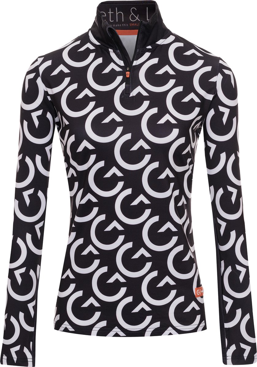 Gareth & Lucas Skipully The Forty-Two Dames 100% Gerecycled Polyester Midlayer Sportshirt Wintersport Zwart