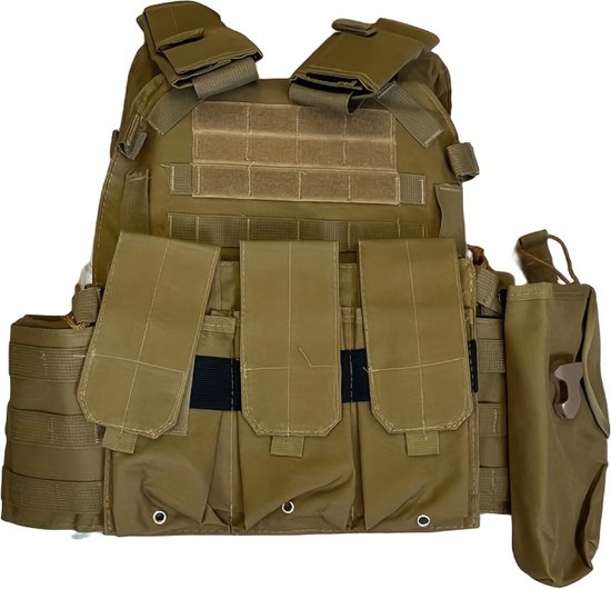 Livano Airsoft Vest - Tactical Vest - Airsoft Kleding - Leger vest - Airsoft Gear - Airsoft Accesoires - Indoor & Outdoor - Paintball - Khaki
